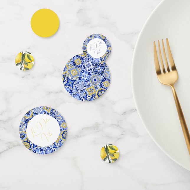Blue Mediterranean Tile and citrus confetti (Grupo)