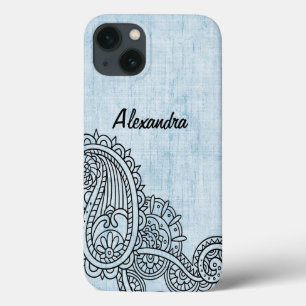 Blue Mehndi Motif Galaxy Nota 4 Funda