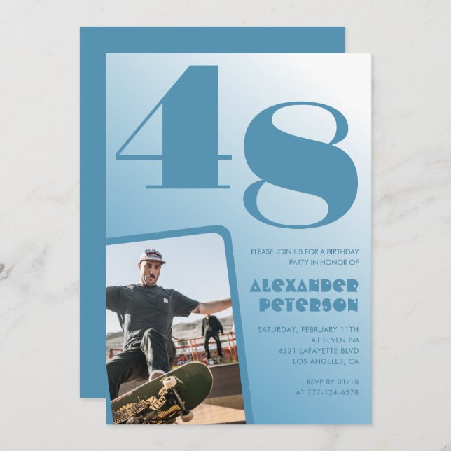 Blue Men Gradiente de fotos 48 invitaciones de cum (Anverso / Reverso)