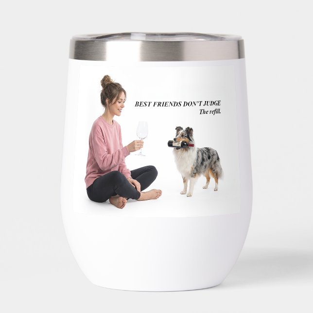 Blue Merle Sheltie Funny Wine Friend (Trasero)