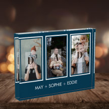 Blue Modern 3 fotos Bloqueo de fotos del Día del P