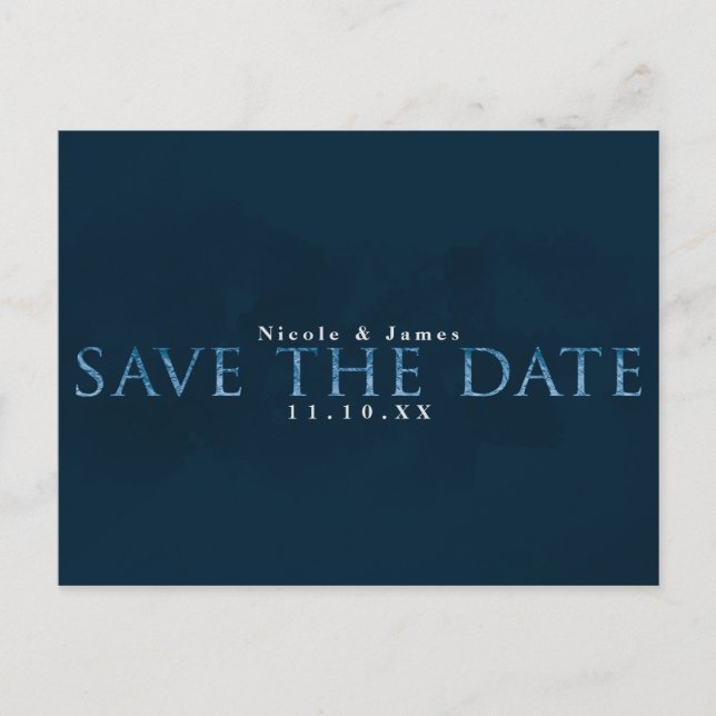 Blue Modern Chic GUARDA LA FECHA Tarjeta de compro (Anverso)