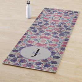 Blue Moon Rosa Monograma Floral Yoga Mat