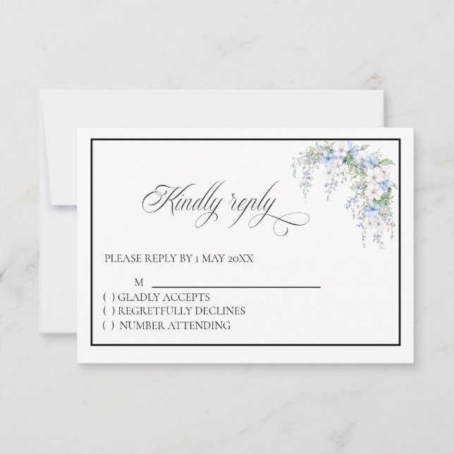 Blue Morning Glory RSVP card (Anverso)