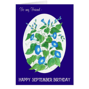 Blue Morning Glory September Birday for Friend