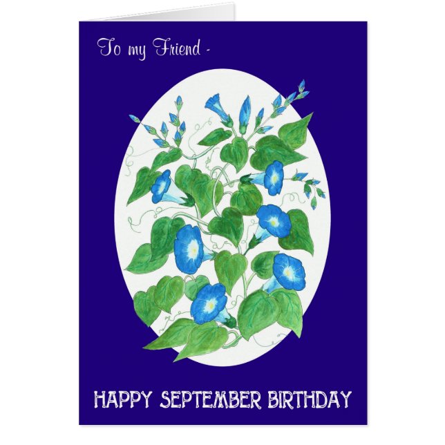 Blue Morning Glory September Birday for Friend (Frente)