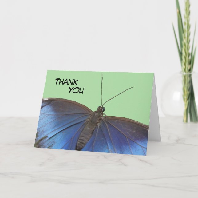 Blue Morpho Butterfly Gracias Tarjeta De Saludo (Anverso)