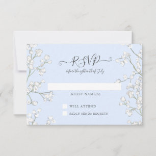 Blue n White Floral Babys Breath Baby Shower RSVP