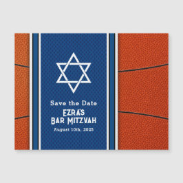 Blue Naranja Basketball Bar Mitzvah Save Date