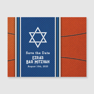 Blue Naranja Basketball Bar Mitzvah Save Date