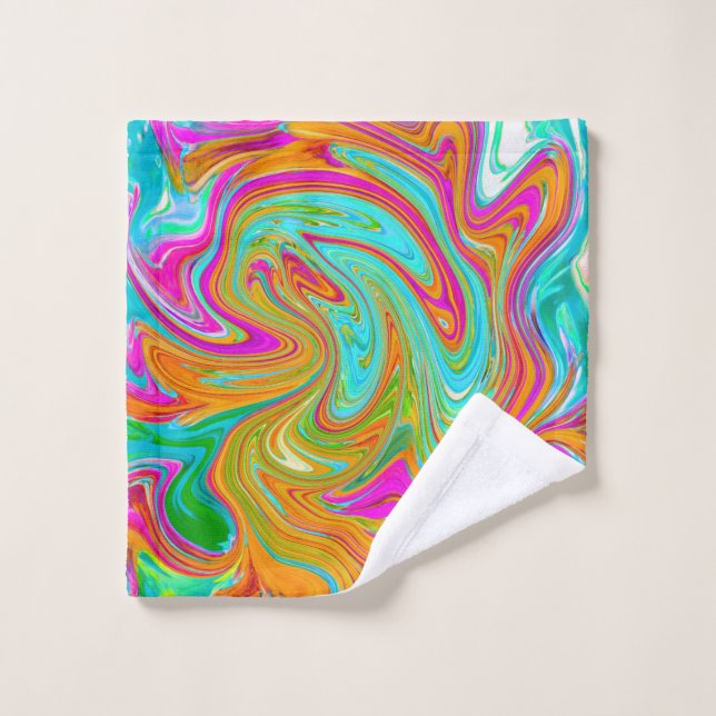 Blue, Naranja y Hot Pink Groovy Resumen retro (Toallita)