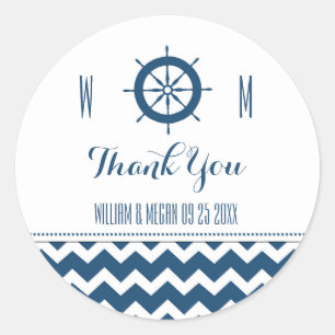 Blue Nautical Gracias Etiquetas De Favor De Boda