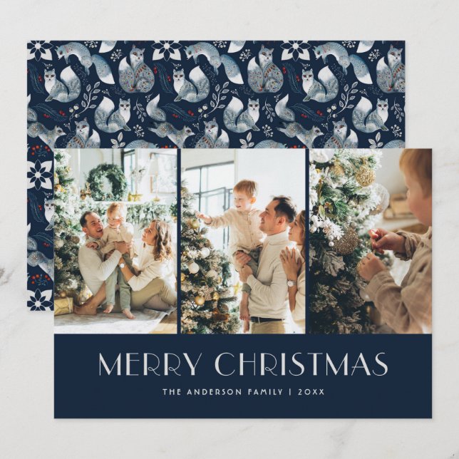 Blue Nordic Fox Collage de fotos Feliz Navidad (Anverso / Reverso)