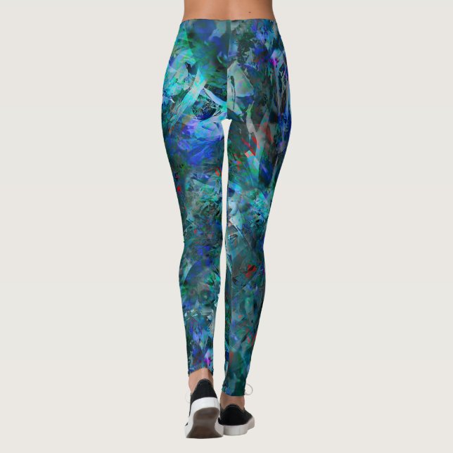 Blue Ocean Flows Abstract Leggings -large pattern (Reverso)