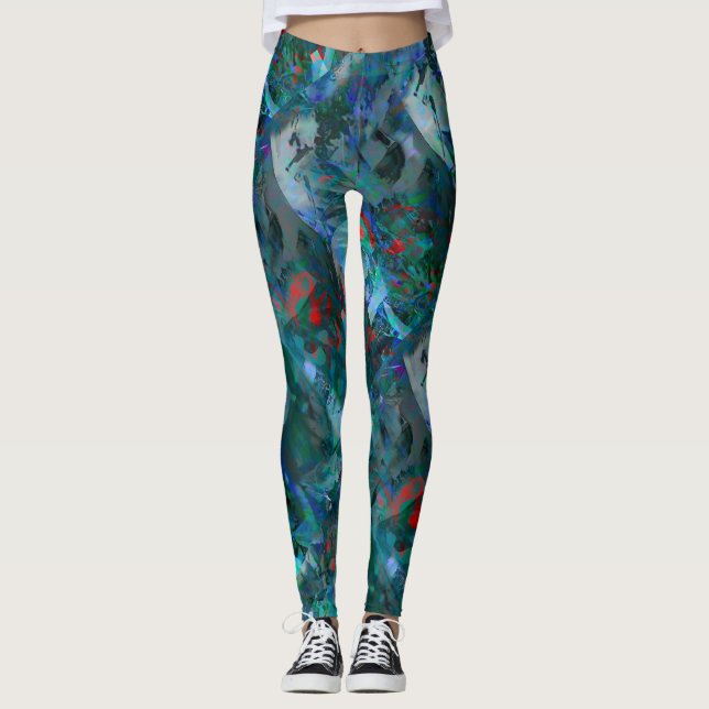 Blue Ocean Flows Abstract Leggings - v2 (Anverso)