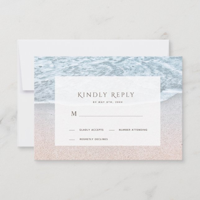 Blue Ocean & Sandy Beach Wedding RSVP (Anverso)