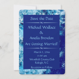 Blue Ocean Water Wedding Guardar la tarjeta de fec