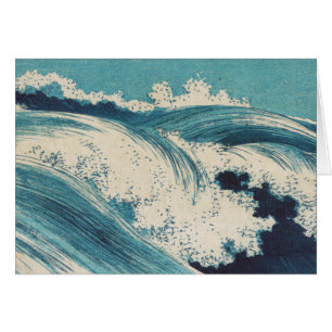 Blue Ocean Waves Woodcut Japonés