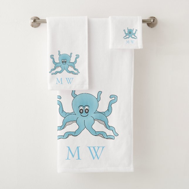 Blue Octopus Design Monogrammed (In situ)