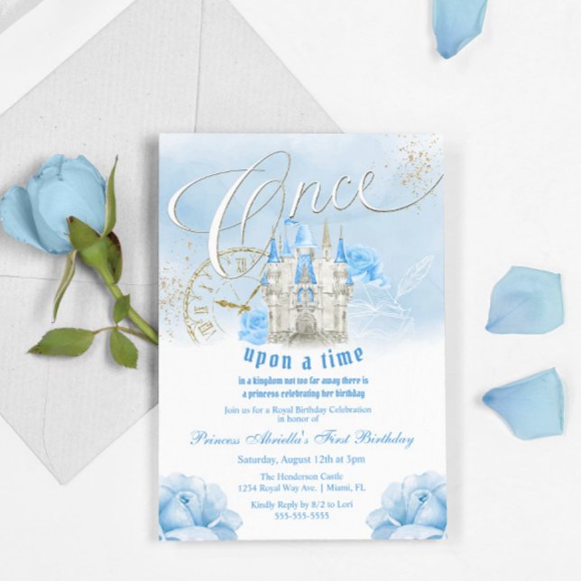 Blue Once Upon a Time Princess Birthday Invitación (Subido por el creador)