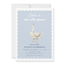 Blue One Silly Goose Boy Primera Invitación de Cum