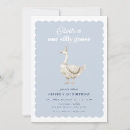 Blue One Silly Goose Boy Primera Invitación de Cum