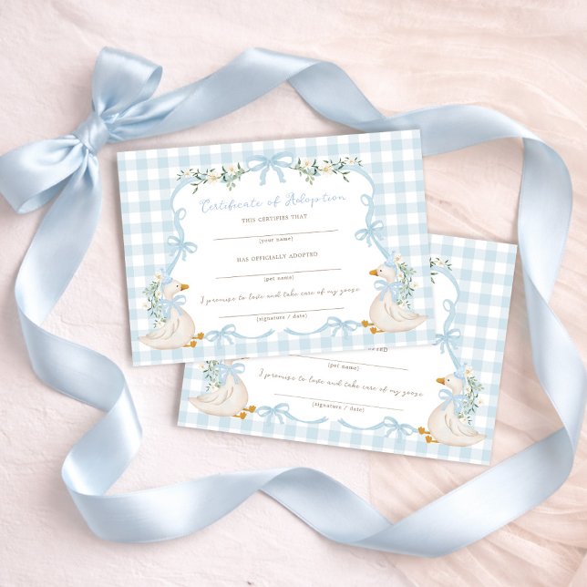 Blue One Silly Goose: Tarjeta de Certificado de Ad (Subido por el creador)