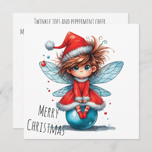 Blue Ornament Fairy – Holiday Card (Anverso / Reverso)