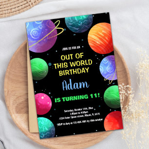 Blue Out of this world Birthday Invitaciones