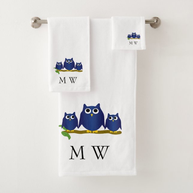 Blue Owls Design Monogrammed (In situ)
