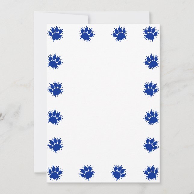 Blue Paint Splatt Dog Paw Impresiones Tarjeta DIY (Anverso)
