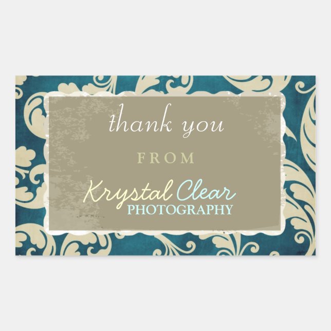 Blue Paisley Client Gracias Pegatinas (Anverso)