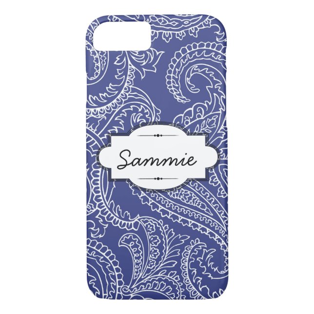 Blue Paisley iPhone 7 Apenas Funda (Reverso)