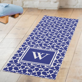 Blue Paisley on White Pattern Yoga Mat