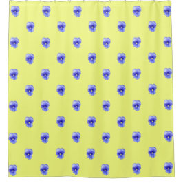 Blue Pansy en amarillo - cortina de ducha