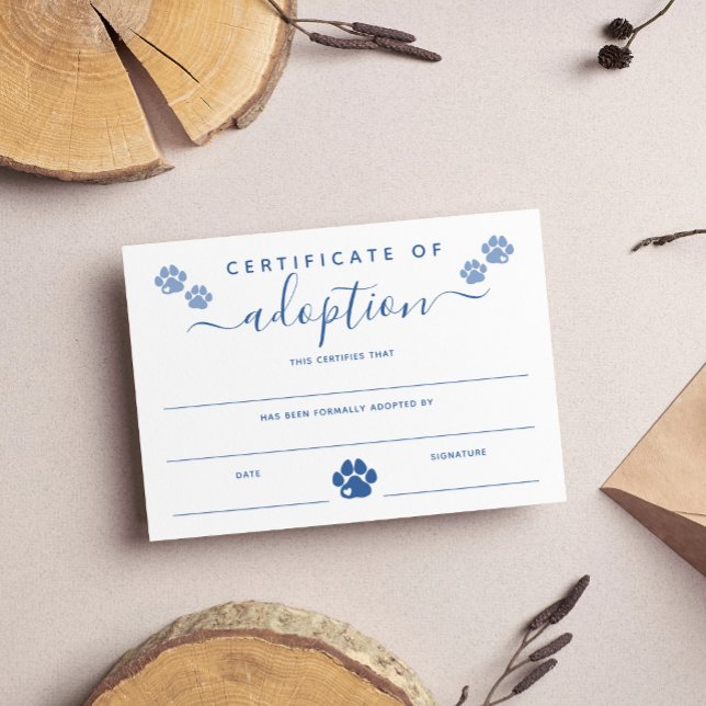 Blue Paw Imprime certificado de adopción (Subido por el creador)