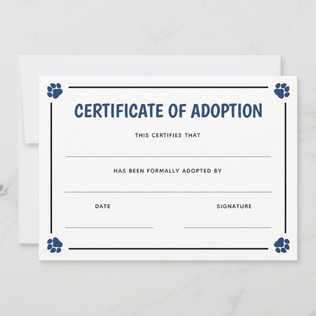 Blue Paw Imprimir el certificado de adopción del M (Anverso)