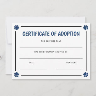 Blue Paw Imprimir el certificado de adopción del M