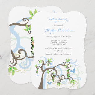 Blue Pea In The Pod Boy Invitación De Baby Shower