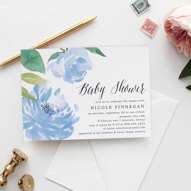 Blue Peonies | Invitación de Baby Shower (Subido por el creador)