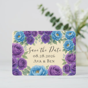 Blue Peony & Fig Purple Rosa Guardar Las Tarjetas 