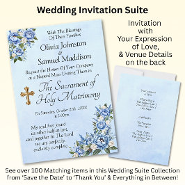 Blue Peony sobre la invitación a la suite Boda azu