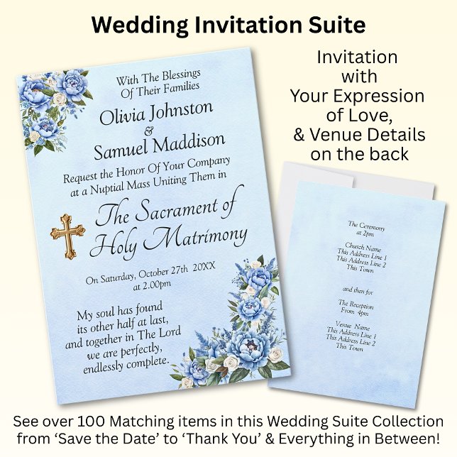 Blue Peony sobre la invitación a la suite Boda azu (Subido por el creador)