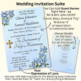 Blue Peony sobre la invitación a la suite Boda azu