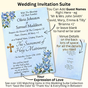 Blue Peony sobre la invitación a la suite Boda azu