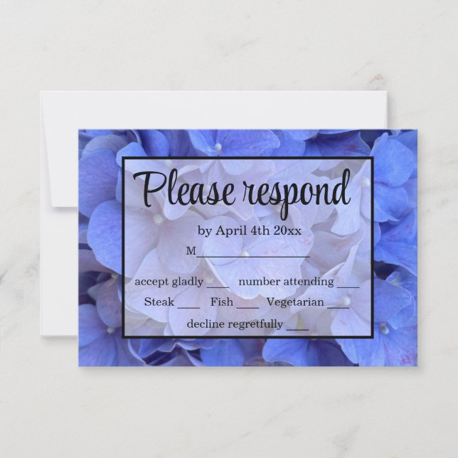 Blue periwinkle elegante hidrangeas florales RSVP (Anverso)