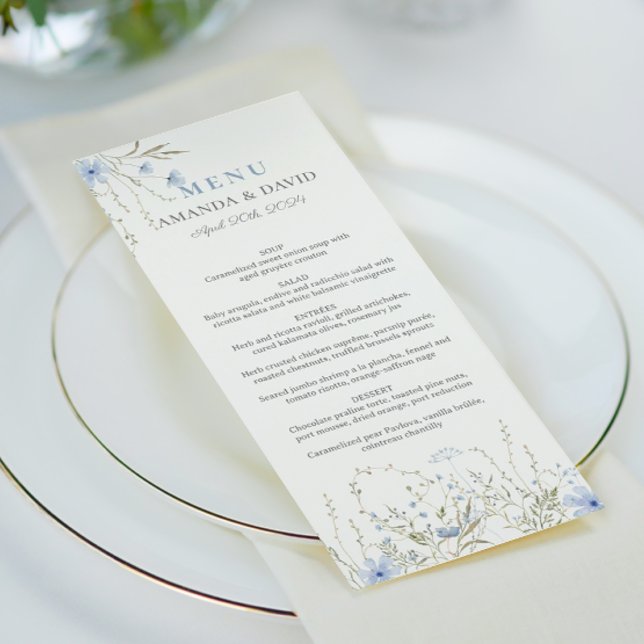 Blue Periwinkle Wildflower Boda Flat Menu (Subido por el creador)