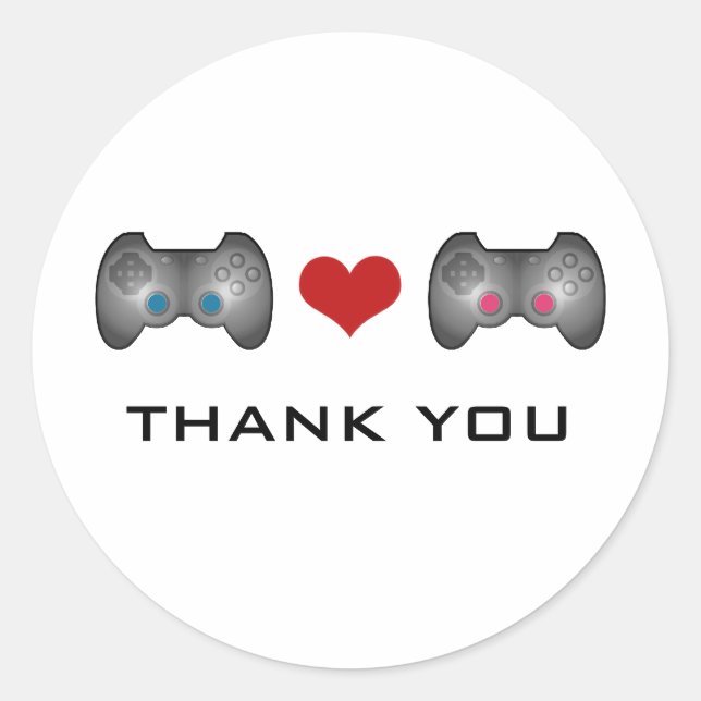 Blue Pink Cute Gamer Gracias Pegatinas (Anverso)