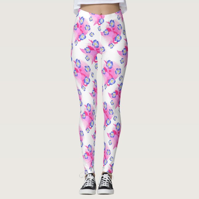 Blue Pink Floral Leggings (Anverso)