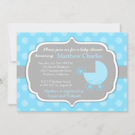 Blue Polka Dots Baby Boy Invitación a Baby Shower